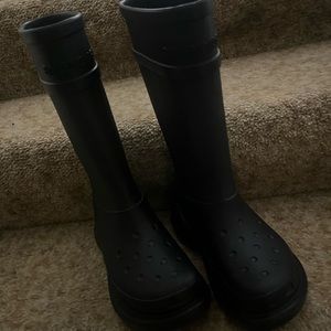Black balenciaga croc boots
